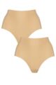 Ladies 2 Pack Sloggi Zero Feel Seamfree Maxi Knickers - Cognac