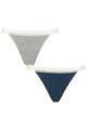 Ladies 2 Pack Sloggi GO Ribbed Tanga Briefs - Blue
