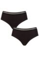 Ladies 2 Pack Sloggi GO Ribbed Hipster Briefs - Black