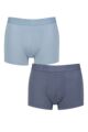 Mens 2 Pair Sloggi SLG Base Soft Trunks - Blue