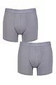 Mens 2 Pair Sloggi SLG Base Soft Boxer Shorts - Morandi Grey