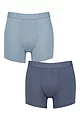 Mens 2 Pair Sloggi SLG Base Soft Boxer Shorts - Blue