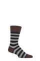 Mens 1 Pair Falke Sensitive London Striped Cotton Socks - Black / Brown