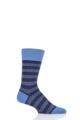 Mens 1 Pair Falke Sensitive London Striped Cotton Socks - Ocean Blue