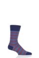 Mens 1 Pair Falke Sensitive London Striped Cotton Socks - Lapis
