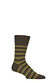 Mens 1 Pair Falke Sensitive London Striped Cotton Socks - Military
