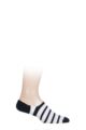 Mens 1 Pair Falke Even Stripe High Cut Cotton Invisible Socks - Dark Navy