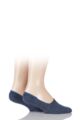 Mens and Ladies 2 Pair Puma Footies Trainer Socks with Silicone Heel Grip - Denim Blue
