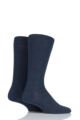 Mens 2 Pair Falke Swing Plain Cotton Socks - Dark Blue