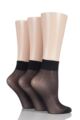 Ladies 3 Pair Elle 15 Denier 100% Nylon Ankle Highs - Black