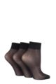 Women's 3 Pair Elle 15 Denier 100% Nylon Ankle Highs - Black
