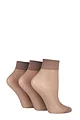 Women's 3 Pair Elle 15 Denier 100% Nylon Ankle Highs - Mink