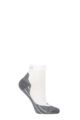 Women's 1 Pair Falke RU4 Short Light Volume Ergonomic Cushioned Short Running Socks - White / Grey