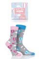 Mens and Ladies 2 Pair Moustard Love Is In The Air Balloon Gift Boxed Cotton Socks - Multi