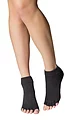 Mens and Women's 1 Pair ToeSox Half Toe Organic Cotton Ankle Yoga Socks In Black - Black