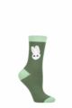 Ladies 1 Pair Lulu Guinness Charlotte Mei Rabbit Socks - Green