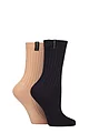 Women's 2 Pair Glenmuir Light Cushioned Bamboo Boot Socks - Navy / Pink