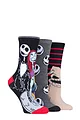 Women's 3 Pair SOCKSHOP Disney The Nightmare Before Christmas Cotton Socks - Assorted