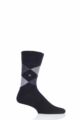Mens 1 Pair Burlington Manchester Argyle Cotton Socks - Black / Grey