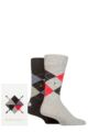 Mens 2 Pair Burlington Argyle Gift Boxed Cotton Socks - Light Grey