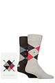 Mens 2 Pair Burlington Argyle Gift Boxed Cotton Socks - Light Grey