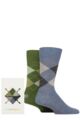 Mens 2 Pair Burlington Argyle Gift Boxed Cotton Socks - Blue / Green