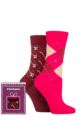 Ladies 2 Pair Burlington Christmas Gift Boxed Socks - Pink