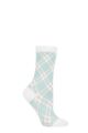 Ladies 1 Pair Burlington Ladywell Rhomb Argyle Shiny Socks - White