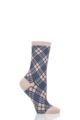 Ladies 1 Pair Burlington Ladywell Rhomb Argyle Shiny Socks - Pink