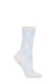 Ladies 1 Pair Burlington Ladywell Rhomb Argyle Shiny Socks - Silver / Blue