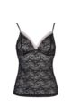 Ladies 1 Pair Kinky Knickers Nottingham Lace Strappy Cami Top In 4 Colours - Black / Oyster