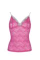 Ladies 1 Pair Kinky Knickers Nottingham Lace Strappy Cami Top In 4 Colours - Bright Pink