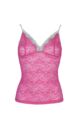 Ladies 1 Pair Kinky Knickers Nottingham Lace Strappy Cami Top In 4 Colours - Bright Pink
