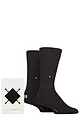 Mens 2 Pair Burlington Plain Gift Boxed Cotton Socks - Black