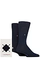 Mens 2 Pair Burlington Plain Gift Boxed Cotton Socks - Blue