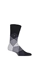 Mens 1 Pair Burlington Clyde Cotton All Over Blend Argyle Socks - Blacks