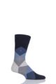 Mens 1 Pair Burlington Clyde Cotton All Over Blend Argyle Socks - Navy Mix