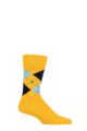 Mens 1 Pair Burlington King Argyle Cotton Socks - Yellow / Blue