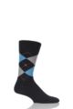Mens 1 Pair Burlington King Argyle Cotton Socks - Black