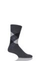 Mens 1 Pair Burlington King Argyle Cotton Socks - Charcoal