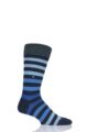 Mens 1 Pair Burlington Blackpool Multi Striped Cotton Socks - Marine