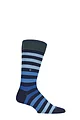 Mens 1 Pair Burlington Blackpool Multi Striped Cotton Socks - Marine