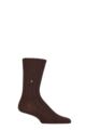 Mens 1 Pair Burlington Dover Virgin Wool Ribbed Socks - Brown