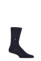 Mens 1 Pair Burlington Dover Virgin Wool Ribbed Socks - Navy