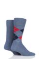 Mens 2 Pair Burlington Everyday Plain and Argyle Cotton Socks - Denim