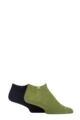 Mens 2 Pair Burlington Everyday Cotton Trainer Socks - Moss