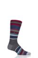 Mens 1 Pair Burlington Stripe Wool Socks - Charcoal
