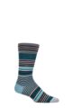 Mens 1 Pair Burlington Stripe Wool Socks - Mid Grey