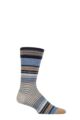 Mens 1 Pair Burlington Stripe Wool Socks - Dark Grey