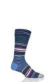 Mens 1 Pair Burlington Stripe Wool Socks - Blue